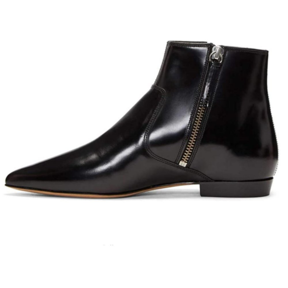 XYD Formal Pointed Closed Toe Flat Ankle Boots Low